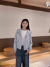 妤遇（YUUZYUUS）品牌女裝外套女款2025春秋新款休閑百搭寬松連帽休閑夾克流行上衣 淺藍色 M 曬單實(shí)拍圖