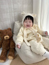 婧麒（JOYNCLEON）嬰兒衣服秋冬連體衣純棉新生兒季男女寶寶夾棉保暖對開(kāi)哈衣服爬服 中開(kāi)星月奶白 80cm 9-18個(gè)月，體重8.5-10kg 曬單實(shí)拍圖