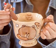 恩壽溯布朗熊高腳陶瓷杯子可愛(ài)情侶馬克杯水杯勺子送女生閨蜜禮物咖啡杯 布朗熊-約(高溫貼花不褪色)40ml 專(zhuān)屬卡通勺304不銹鋼-單個(gè)勺子 曬單實(shí)拍圖