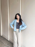 名創(chuàng)優(yōu)品（MINISO）外套女春秋款2025新款衣服開衫小個子連帽衛(wèi)衣女顯瘦百搭休閑女裝 【春秋薄款】霧霾藍(純色)-短款 L 165 (優(yōu)選面料 舒適貼身) 曬單實拍圖