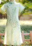 邦伊芙古風(fēng)漢服女童旗袍連衣裙2024新款兒童裝改良新中式古箏演出服夏季 114綠色 130 曬單實拍圖