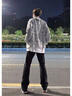 真維斯（JEANSWEST）高街微喇褲子男生2025秋季新款潮牌彎刀男褲修身直筒黑色牛仔褲男 黑色 L 曬單實(shí)拍圖