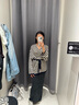 UR2025秋季新款女裝休閑撞色條紋系帶V領(lǐng)針織開衫UWH950130 深藍(lán)色條紋 M 曬單實(shí)拍圖