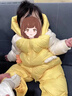 巴拉巴拉童裝嬰兒羽絨服連體衣寶寶2025新款冬裝加厚保暖哈衣爬服萌趣造型 咖色小鴨子-白鴨絨 90 cm-充絨量93g 曬單實(shí)拍圖