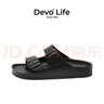 Devo Life的沃男女同款涼拖EVA一字拖鞋外穿夏季防水海邊沙灘鞋1618 黑色EVA 38 曬單實拍圖