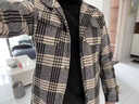 才俏夾克男2025秋季新款外套男秋冬季新款韓版潮流修身加厚男外套男 T41毛呢咖啡色格子外套 加厚 S 適合80-95斤左右 曬單實(shí)拍圖