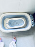 iuu嬰兒洗澡盆 可折疊寶寶浴盆 加大加厚洗澡神器躺托浴架新生兒用品 冰川藍+浴架+禮包 加大加厚，食品級PP材質(zhì) 曬單實(shí)拍圖