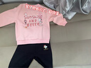 史努比（SNOOPY）童裝兒童套裝男女童衛衣衛褲2件套秋季新款 粉belle+黑鈴鐺 120 曬單實(shí)拍圖