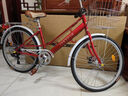 鳳凰（Phoenix）自行車(chē)成人女式輕便大人普通通勤青少年男學(xué)生城市復古代步單車(chē) 不銹鋼車(chē)筐版-禧瑪諾7速-合金紅 24寸【適合身高150-165CM】 曬單實(shí)拍圖
