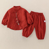 G.DUCKKIDS小黃鴨周歲禮服男寶寶抓周衣服漢服百日宴百天滿月嬰兒套裝春秋季 酒紅色+香囊 90 建議1~2歲【 80-90cm】cm 曬單實(shí)拍圖