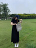 魯雅爾法式高級短袖連衣裙女夏季收腰顯瘦黑色長(cháng)裙設計感正肩POLO領(lǐng)裙子 黑色 L 建議105斤到120斤 曬單實(shí)拍圖