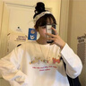 衣品元2025秋季新款寬松圓領(lǐng)印花長袖T恤女時尚百搭休閑衛(wèi)衣爆款上衣 白色 M 白色（80-100斤） 曬單實拍圖