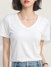 森馬（Semir）短袖t恤女涼感抗菌正肩修身2025夏顯瘦V領(lǐng)白色打底衫109325100002 曬單實(shí)拍圖