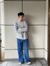 LEE COOPER微喇牛仔褲男秋季寬松直筒水洗深藍(lán)純棉百搭休閑長褲子男士深藍(lán)色32 曬單實(shí)拍圖