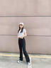 鉑吶苓牛仔褲春秋款女2025年新款黑色微喇時尚潮流高腰修身顯瘦 女士黑色微喇牛仔褲 常規(guī) M 94-105斤 曬單實拍圖
