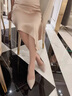 UNITESWAY高跟鞋女胖腳寬腳女鞋大碼43婚鞋秀禾婚紗兩穿水晶鞋細(xì)跟單鞋女 香檳色8厘米【標(biāo)準(zhǔn)】 35 曬單實(shí)拍圖