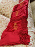 中國紅年會圍巾定制logo刺繡大紅圍巾女冬季純色圍脖披肩圖案印字 寬版大化纖(210g) 曬單實拍圖