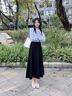 茯見西裝半身裙女春夏季2025新款高腰職業(yè)簡約傘裙高級感黑色中長裙 黑色 M 推薦【95-105斤】 M 曬單實拍圖