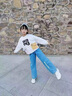 G.DUCKKIDS女童褲子春秋闊腿褲兒童牛仔褲女大童直筒長褲休閑百搭初中生春裝 藍色 140碼建議130-140cm9-10歲 曬單實拍圖