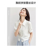 尚都比拉蕾絲拼接翻領(lǐng)珍珠單排扣泡泡袖短款襯衫女夏季優(yōu)雅通勤氣質(zhì)襯衣 曬單實(shí)拍圖