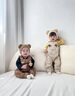 G.DUCKKIDS小黃鴨童裝嬰兒衣服秋冬季2024新生兒連體衣寶寶呆萌狗背帶褲春季 咖色 80cm 80碼7-11月(建議寶寶75-)cm 曬單實(shí)拍圖