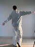 名創(chuàng  )優(yōu)品（MINISO）男生衛衣秋季重磅寬松挺括圓領(lǐng)上衣服男2025新款灰色美式字母外套 【三角絎線(xiàn)】麻灰(mt紅顏英文胸標) L /175(收藏加購 優(yōu)先發(fā)) 曬單實(shí)拍圖