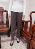 羅蒙（ROMON）中年媽媽褲子直筒褲西褲女士2025年新款加厚彈力休閑褲中年媽媽褲 咖色 XL  （100-106斤） 曬單實(shí)拍圖
