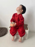 G.DUCKKIDS小黃鴨周歲禮服男寶寶抓周衣服漢服百日宴百天滿(mǎn)月嬰兒套裝春秋季 酒紅色+香囊 90 建議1~2歲【 80-90cm】cm 曬單實(shí)拍圖