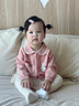 幼歌（YOUGE）嬰幼兒秋季新款萌趣娃娃領(lǐng)毛衣開(kāi)衫寶寶親膚抗起球上衣 粉色 80 cm 曬單實(shí)拍圖