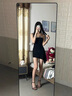 啄木鳥一字帶涼鞋女2025年春夏季新款韓版百搭真皮單鞋禮儀高跟鞋女細跟 黑色【皮面6cm】真皮 34 曬單實拍圖