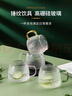 青蘋果 錘紋水杯簡約杯子帶把泡茶杯客廳家用耐熱玻璃杯清新森系牛奶杯 彩柄冰晶杯400ml四色裝 曬單實拍圖