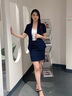 紫魅俏短袖西裝套裝女神范夏季薄款氣質(zhì)職業(yè)裝大學(xué)生經(jīng)理面試西服工作服 單件  藏青西裝 3XL 曬單實拍圖