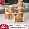 得力（deli）【超級(jí)爆款】280ml一次性杯子紙杯水杯牛皮紙雙層加厚接待50個(gè)裝 曬單實(shí)拍圖