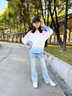 NICKYBABY女童套裝時髦洋氣春裝2025新款兒童衣服春秋款大童休閑衛(wèi)衣兩件套 4891藍漸變【春秋衛(wèi)衣】 150 cm 曬單實拍圖