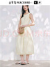太平鳥(niǎo)女裝連衣裙蛋形無(wú)袖女夏度假風(fēng)亮色洋氣長(zhǎng)款花苞裙 黃色 M 曬單實(shí)拍圖