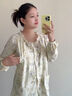 芬也（FENYE）月子服純棉孕婦哺乳睡衣女春秋款產(chǎn)后產(chǎn)婦喂奶哺乳家居服孕期套裝 花簇樂章【180gPUMA棉 側(cè)開哺乳 L【7a抑菌純棉126-150斤】 曬單實拍圖