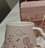 臻廚聚陶瓷馬克杯高顏值吸管帶蓋咖啡杯送女生閨蜜朋友生日禮物家用水杯 粉色+吸管+隨機手提禮盒420ml 曬單實拍圖