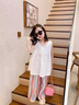 奧萬森aowansen女童山本褲套裝夏季2025新款大童女孩洋氣夏裝兒童夏裝薄款闊腿褲 白色套裝(上衣+褲子) 上衣穿反實 160 cm 曬單實拍圖