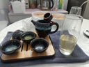建盞功夫茶具套裝家用窯變天目釉茶杯茶壺茶盤(pán)陶瓷鈞窯沙金泡茶器 5頭（沙金/美人壺）+小四方（條紋）密胺/黑 曬單實(shí)拍圖