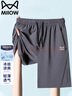貓人短褲男夏季五分褲冰絲運動(dòng)潮流寬松速干大碼沙灘褲 黑色 4XL 曬單實(shí)拍圖