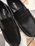 木林森男鞋休閑皮鞋男士一腳蹬樂(lè )福鞋頭層牛皮軟底爸爸豆豆鞋 黑 41  曬單實(shí)拍圖