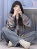 妃?，幮蓍e褲女秋冬季2025新款女裝韓系時(shí)尚減齡甜美風(fēng)學(xué)生顯瘦牛仔褲子 條紋毛衣+牛仔褲子 M 曬單實(shí)拍圖