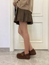 妙麗（Millies）品牌高奢樂福鞋內(nèi)增高真皮時尚女鞋2025夏季新款百搭透氣兩穿單鞋 棕色 37 (235mm)  標(biāo)準碼 曬單實拍圖