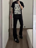 2025春秋新款男生cleanfit垂感微喇牛仔褲男休閑微喇長褲潮流百搭 黑色 XL 曬單實拍圖