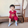 G.DUCKKIDS小黃鴨周歲禮服男寶寶抓周衣服女漢服百日宴百天滿月嬰兒套裝夏季 紅色+香囊 90 建議1~2歲【 80-90cm】cm 曬單實拍圖