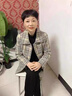 俞兆林媽媽秋裝洋氣外套中老年人女春秋高貴上衣中年女士格子小西裝外套 米灰色 2XL建議105-120斤 曬單實拍圖