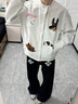 fredrical外套女秋季2025新款美式復古棒球服開(kāi)衫衛衣外套女學(xué)生寬松慵懶風(fēng) 白灰色  S 建議70-90斤 曬單實(shí)拍圖