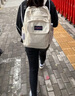 JANSPORT杰斯伯雙肩包男大容量背包書包女大學(xué)生包 4NVC00Y  米白色 曬單實(shí)拍圖