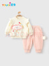 優(yōu)奇嬰兒衣服女寶寶春秋長(zhǎng)袖套裝嬰幼兒早秋長(zhǎng)袖長(zhǎng)褲分體兩件套外出 曬單實(shí)拍圖