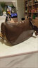 袋鼠今年流行真皮波士頓包包復古2026新款寬帶斜挎包女百搭小包枕頭包 咖啡色 曬單實(shí)拍圖